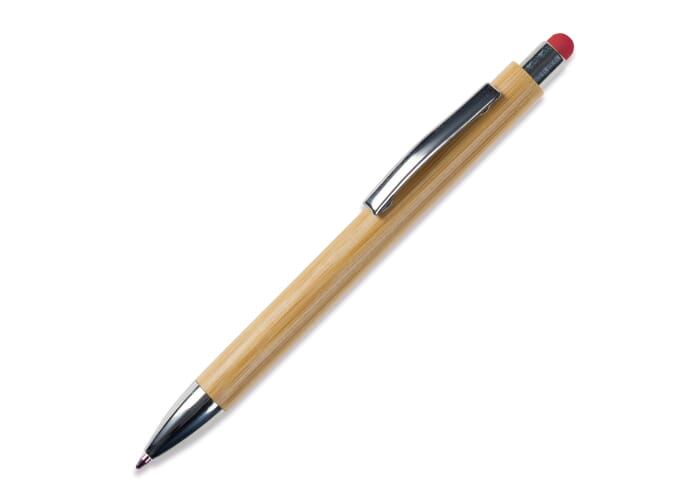 &nbsp;Stylo-stylet promotionnel en bambou New York Rouge