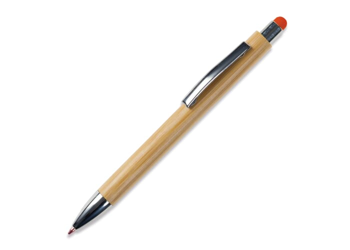 &nbsp;Stylo-stylet promotionnel en bambou New York Orange