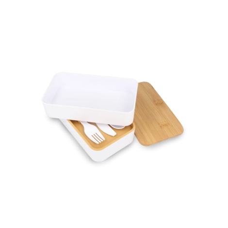 Boîte repas publicitaire recyclée avec couverts