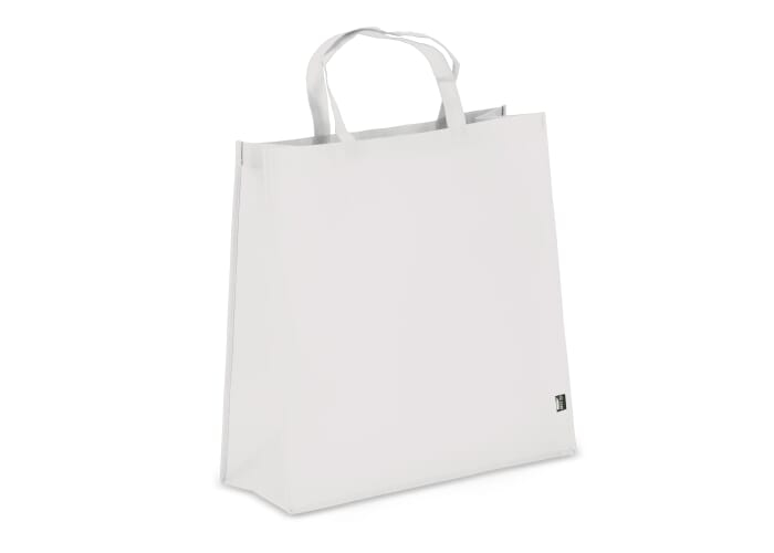 Tote-bag à soufflet publicitaire rPET non tissé 75g Blanc