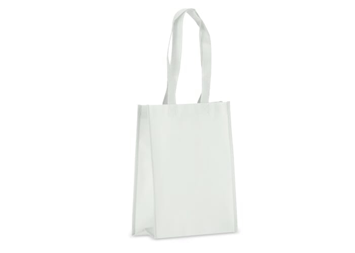 Tote-bag promotionnel avec soufflet rPET laminé non tissé 105g Blanc