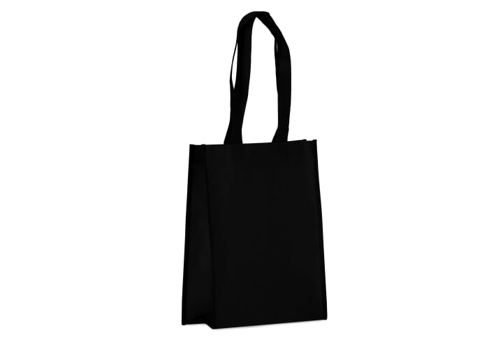 Tote-bag promotionnel avec soufflet rPET laminé non tissé 105g Noir