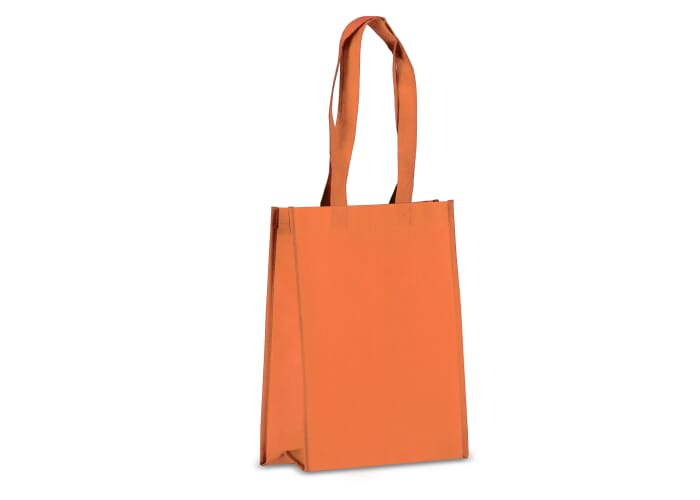 Tote-bag promotionnel avec soufflet rPET laminé non tissé 105g Orange