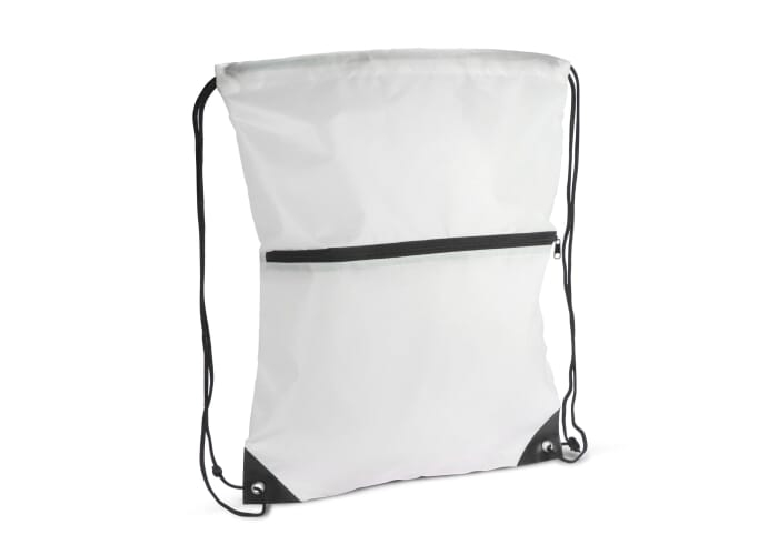 Sac personnalisable à cordon et fermeture zippée rPET Blanc