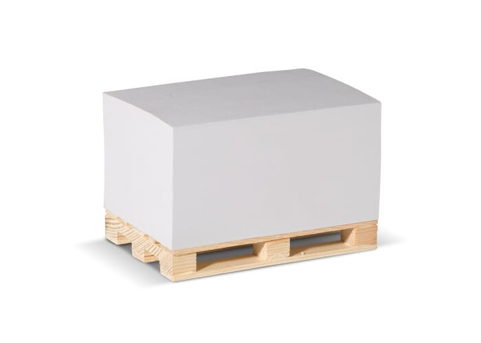 Bloc-notes promotionnel avec palette en bois 12 x 8 x 6 cm Blanc