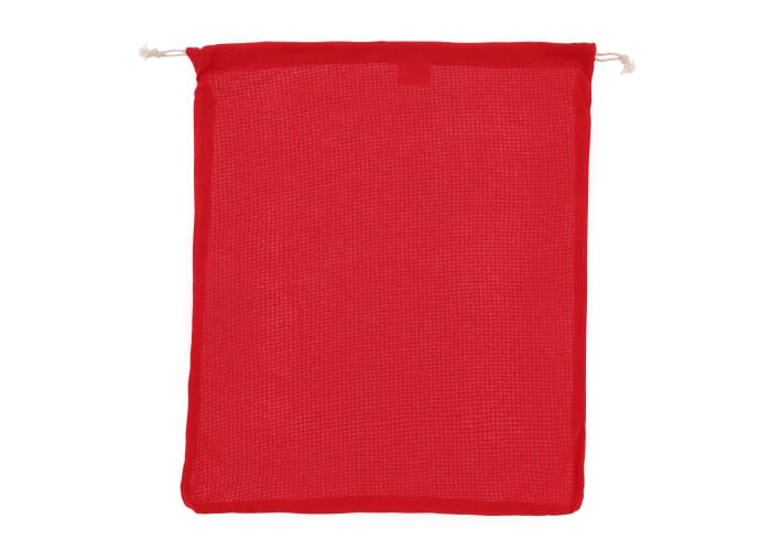 Pochon filet coloré publicitaire en coton 140g 40x45cm Rouge