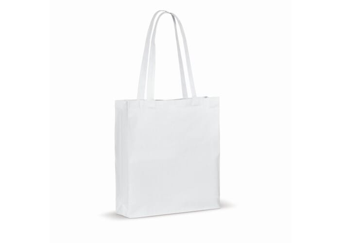 Sac cabas coton recyclé et soufflet 140g personnalisable Blanc