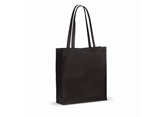 Sac cabas coton recyclé et soufflet 140g personnalisable Noir