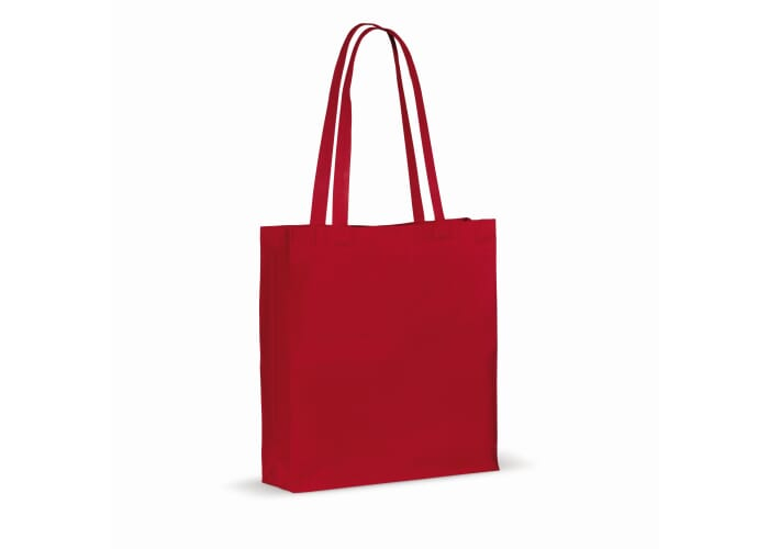 Sac cabas coton recyclé et soufflet 140g personnalisable Rouge