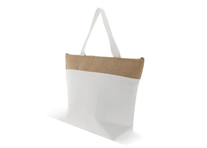 Sac de plage isotherme en jute et coton personnalisable Ecru
