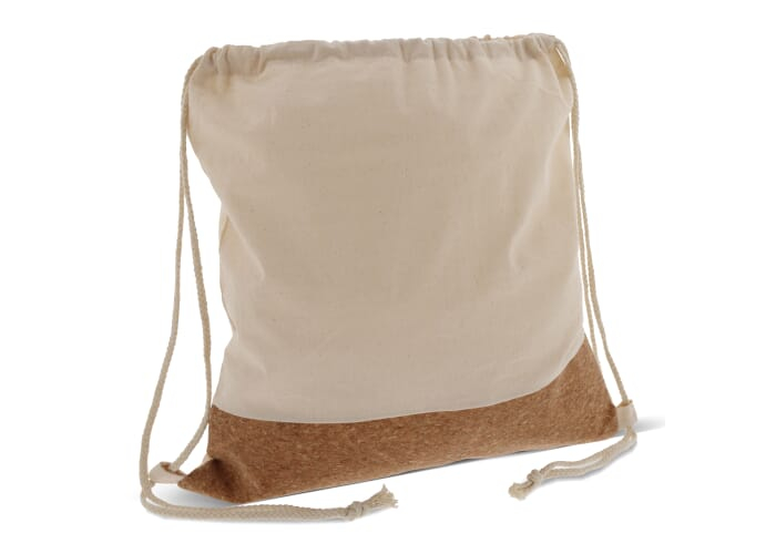 Sac à dos personnalisable coton et liège avec cordelettes Ecru