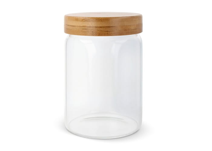 Bocal en verre et bambou à personnaliser 900ml Transparent