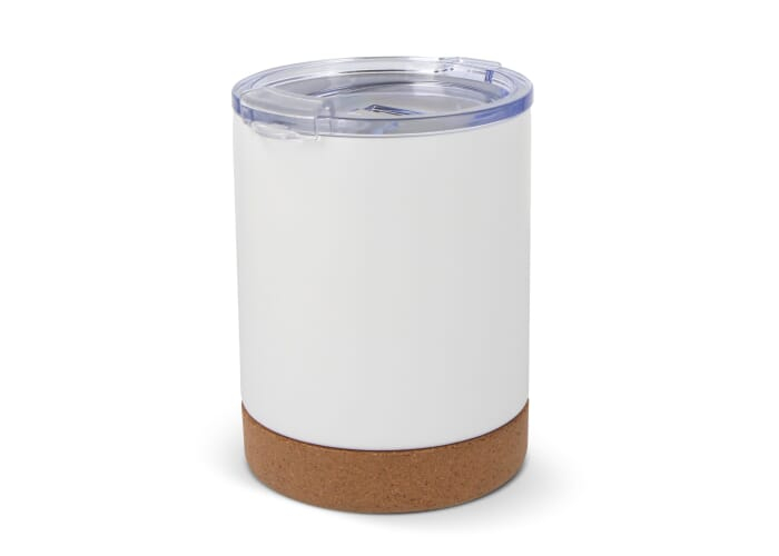 Mug promotionnel base liège et couvercle 350ml Lena Blanc