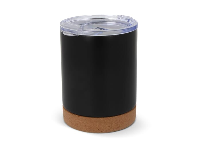 Mug promotionnel base liège et couvercle 350ml Lena Noir