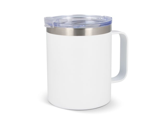 Mug personnalisé isotherme céramique et inox recyclé 350ml Danube Blanc