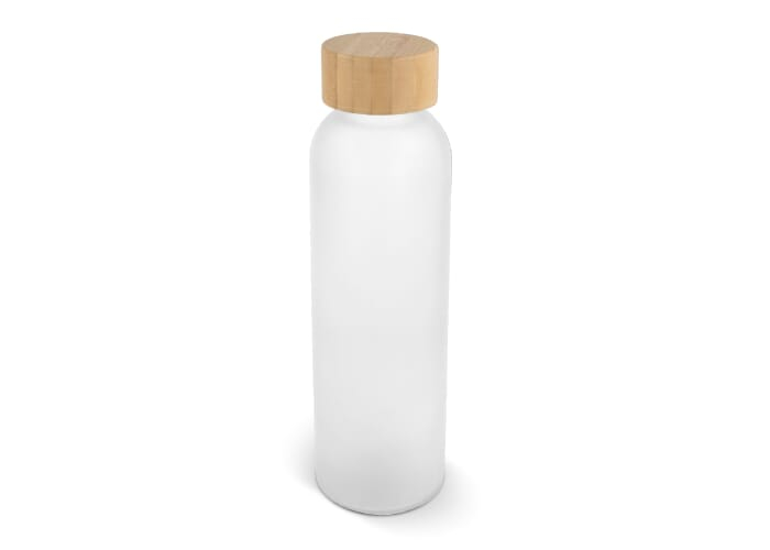 Bouteille publicitaire verre et bambou 500ml Blanc