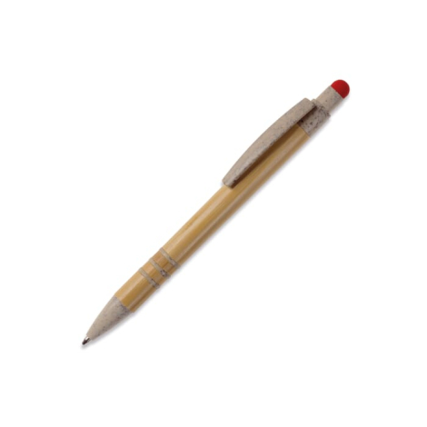 Stylo-stylet à bille publicitaire en bambou et paille de blé