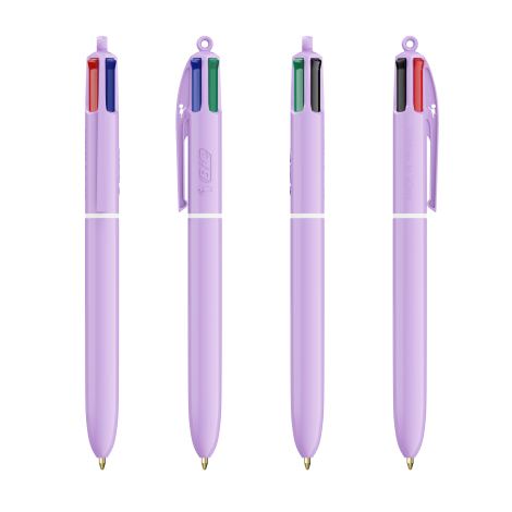 Stylo BIC® publicitaire 4 Couleurs® Pastel avec Lanyard