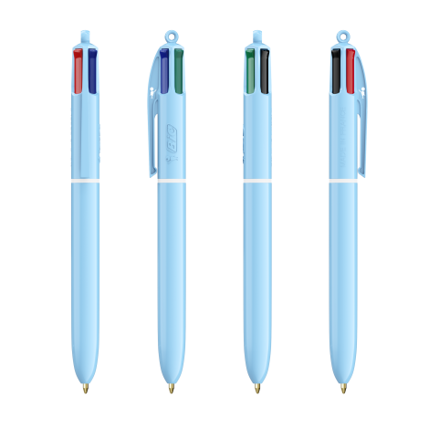 Stylo BIC® publicitaire 4 Couleurs® Pastel avec Lanyard