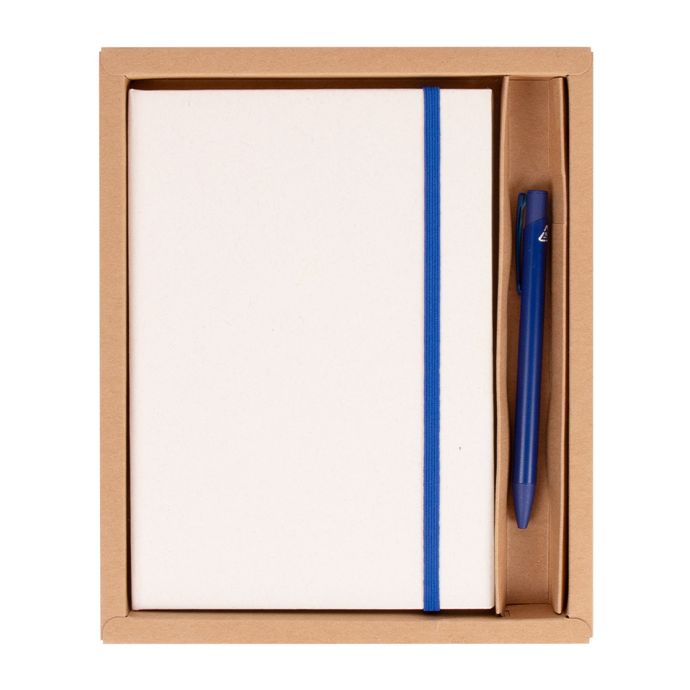 Set personnalisé recyclé carnet et stylo URDINA Bleu