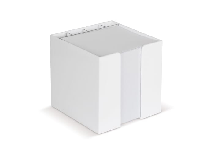 Bloc publicitaire de papier 10x10x10cm avec compartiments Blanc