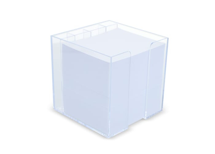 Bloc publicitaire de papier 10x10x10cm avec compartiments Transparent