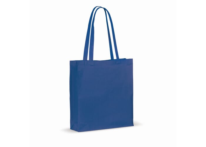 Sac cabas coton recyclé et soufflet 140g personnalisable Bleu