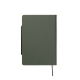 Carnet fermé vu de dos en version verte avec surface lisse, sur fond neutre, sans personnalisation apparente.