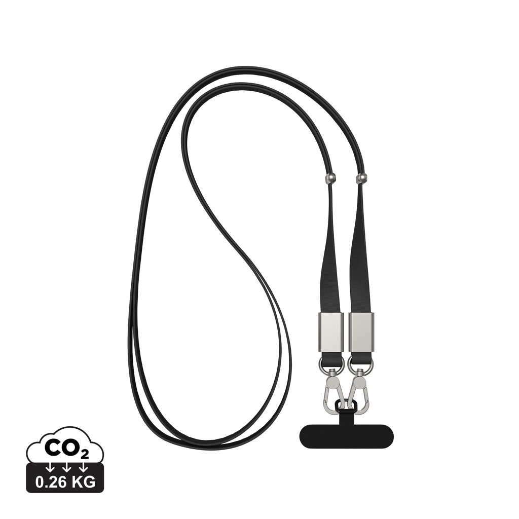Lanyard réglable promotionnel pour téléphone Nivo Noir