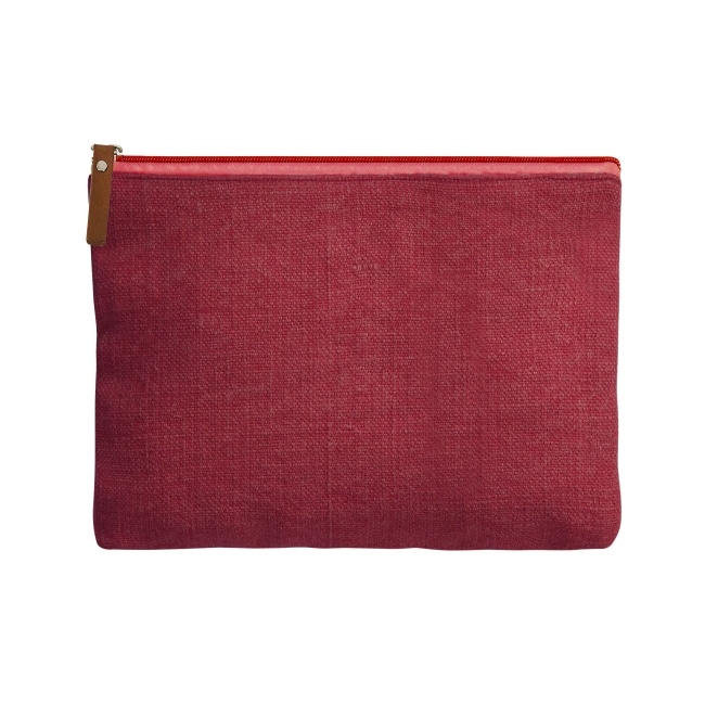 Trousse 100 % jute lavée et publicitaire - Anydays Rouge