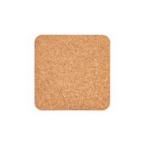 Vue de dessus d’un tapis de souris carré en liège aux angles arrondis, présenté seul sur fond neutre, sans personnalisation appa