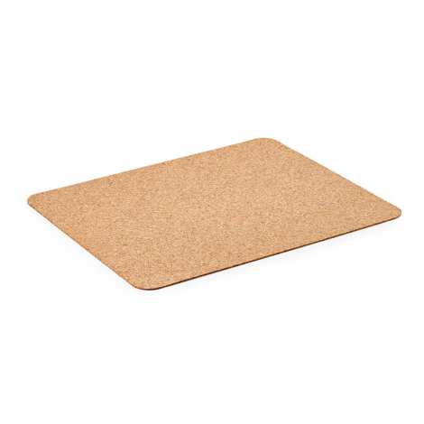 Sous-main en liège rectangulaire présenté en perspective sur fond neutre, sans personnalisation visible