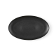 Vue de dessus d’un plat ovale en céramique noire, sans personnalisation visible