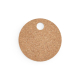 Dessous de plat rond en liège avec trou de suspension, présenté de face sur fond neutre, sans personnalisation visible