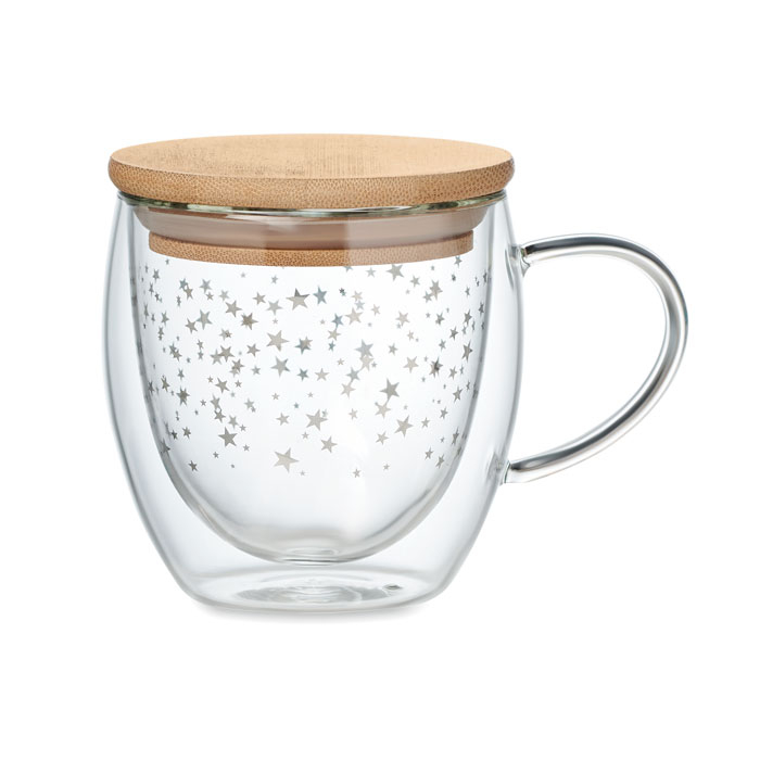 Tasse promotionnelle 220 ml double paroi en verre SION Transparent
