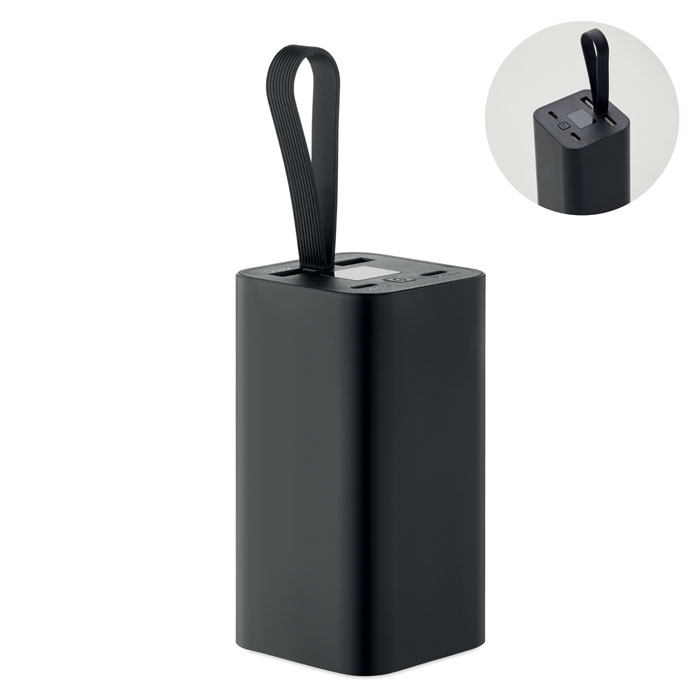 Powerbank publicitaire en aluminium recyclé 20000 mAh Voima Noir