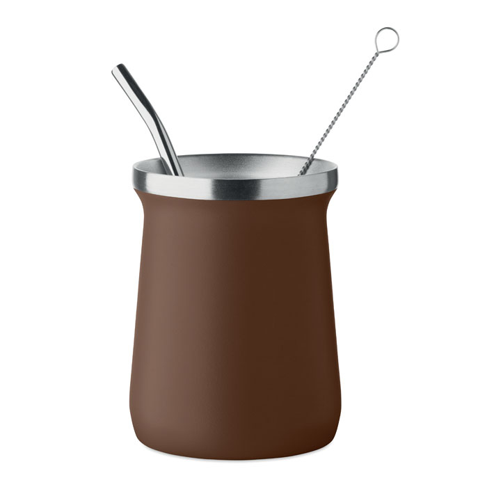 Tasse yerba maté inox recyclé 240 ml à personnaliser Marron