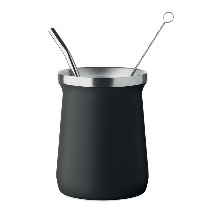 Tasse yerba maté inox recyclé 240 ml à personnaliser Noir