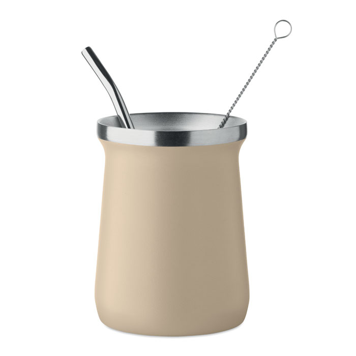 Tasse yerba maté inox recyclé 240 ml à personnaliser Beige