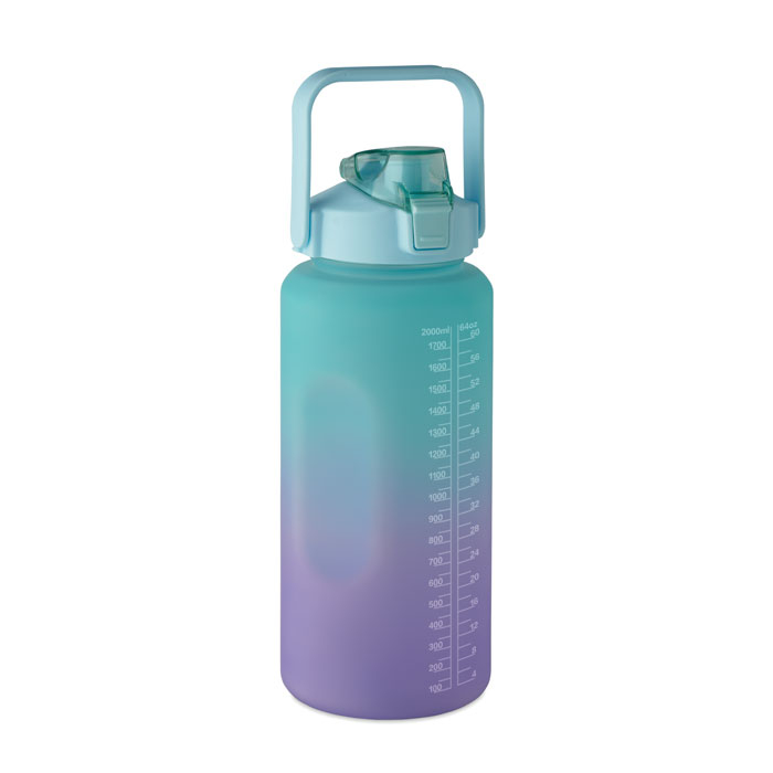 Gourde promotionnelle RPET 2 L avec paille Activate Max Turquoise