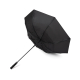 Parapluie noir ouvert vu de dessous montrant la structure interne, sans marquage visible