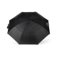 Parapluie noir ouvert vu de dessus sur fond neutre, sans marquage visible