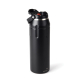 Gourde isotherme noire avec bouchon ouvert sur fond neutre, sans personnalisation apparente Gourde isotherme noire avec bouchon ouvert sur fond neutre, sans personnalisation apparente