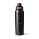 Bouteille sport noire vue de face sur fond neutre avec personnalisation visible sur la face avant Bouteille sport noire vue de face sur fond neutre avec personnalisation visible sur la face avant