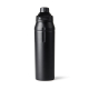 Bouteille sport noire vue de face sur fond neutre sans marquage visible Bouteille sport noire vue de face sur fond neutre sans marquage visible