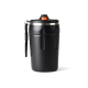 Mug isotherme noir vu de face sur fond neutre sans marquage visible Mug isotherme noir vu de face sur fond neutre sans marquage visible