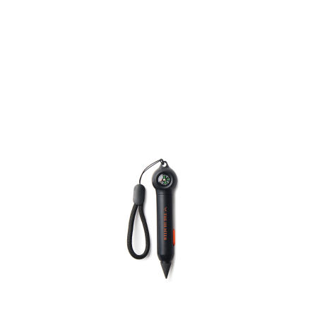 Crayon infini avec boussole vu de face sur fond neutre avec personnalisation visible sur toute la longueur