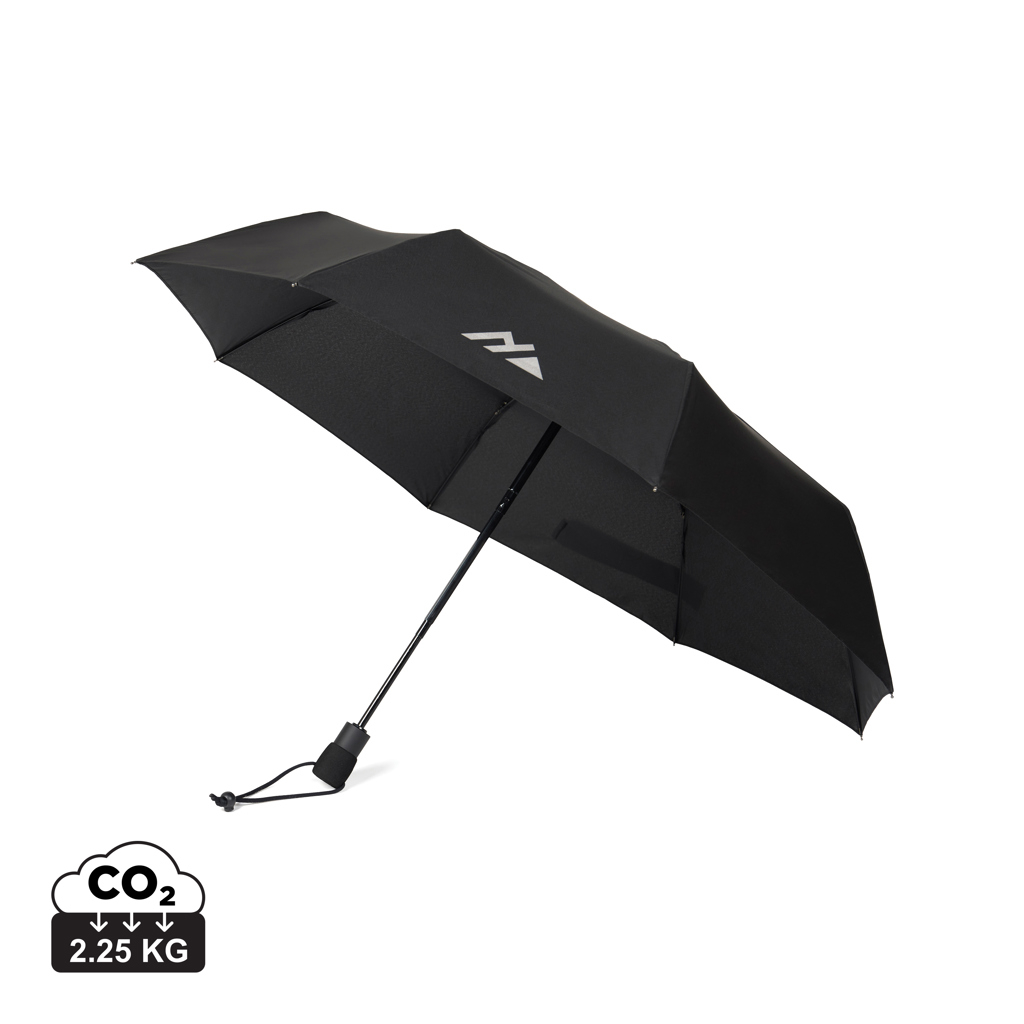 Parapluie tempête 23" rPET publicitaire ouverture auto Noir