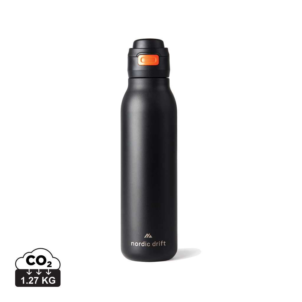 Bouteille outdoor publicitaire 750 ml en acier recyclé Noir
