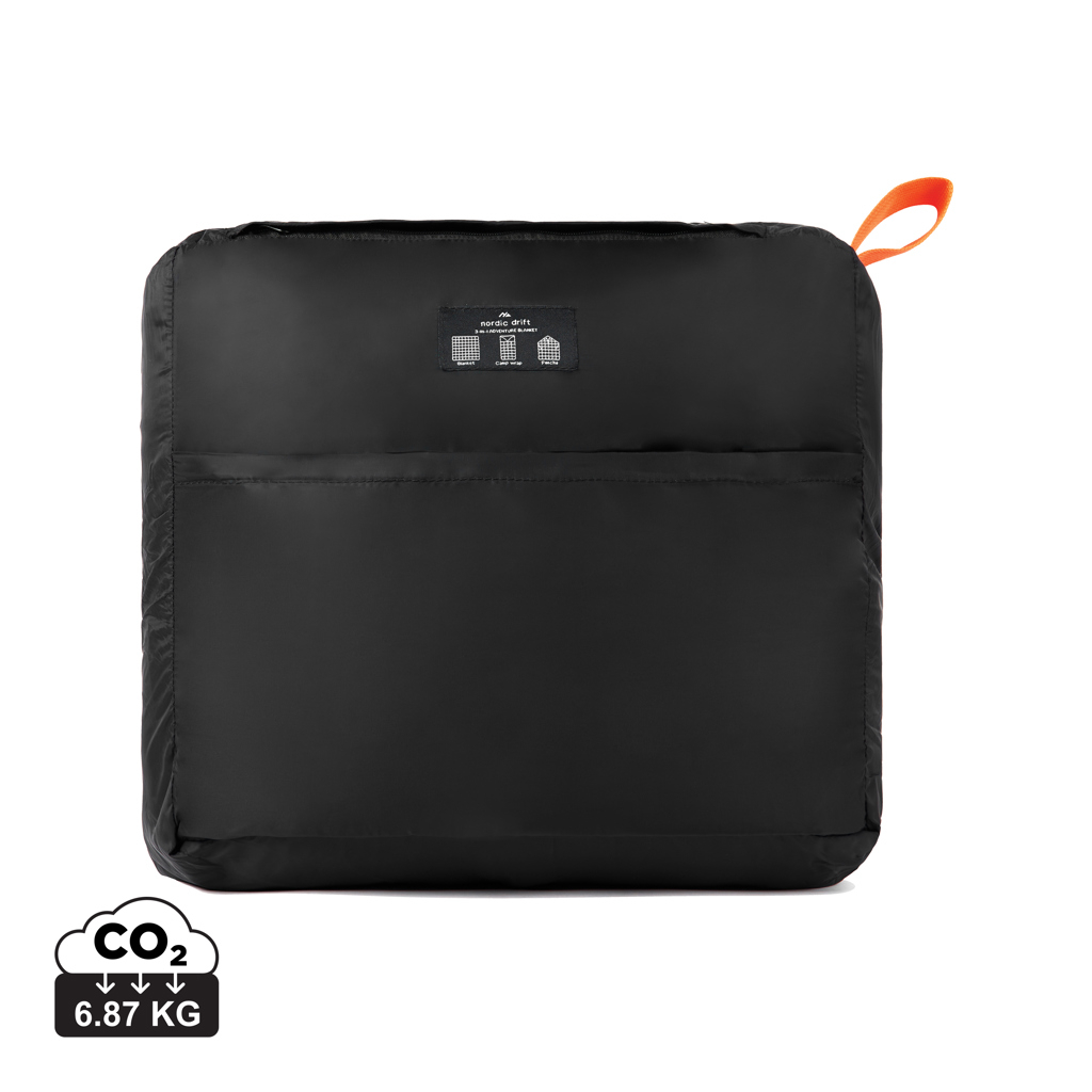 Couverture 3 en 1 publicitaire 140 x 175 cm recyclée Noir